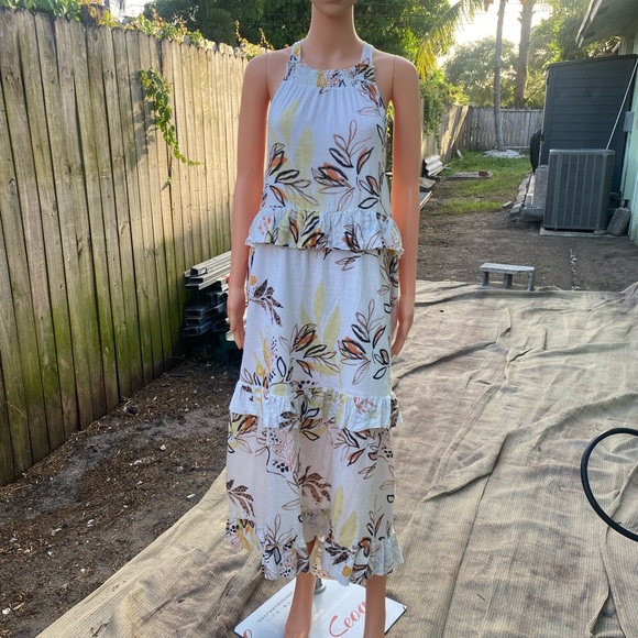 Free People Dresses & Skirts - Free People Brown Tan Cut Out Tie Front Maxi Sundress